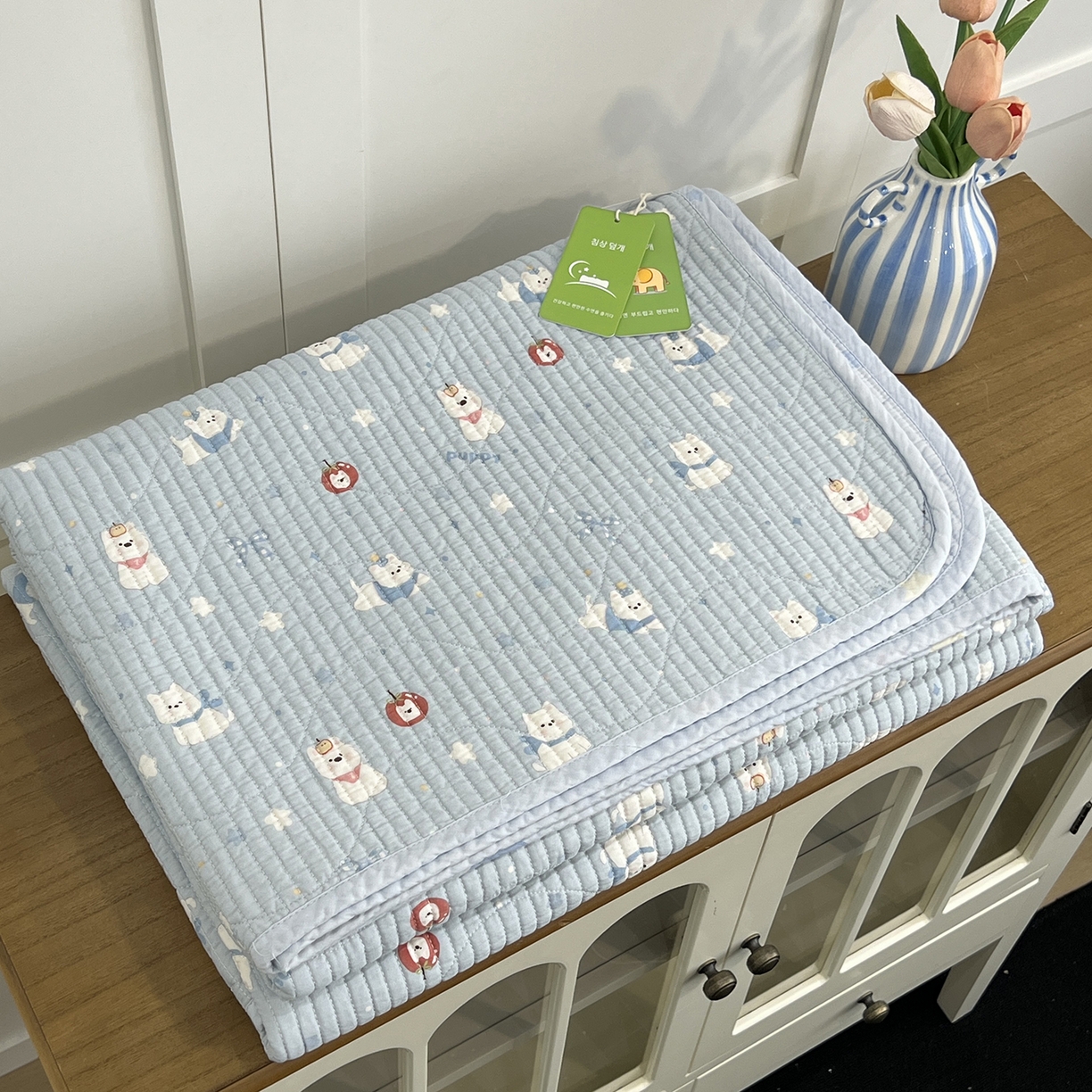 91家纺网 家纺一手货源 找家纺 沐纯家居 2025新款跑量款双面纯棉印花水洗床盖 吉吉猫