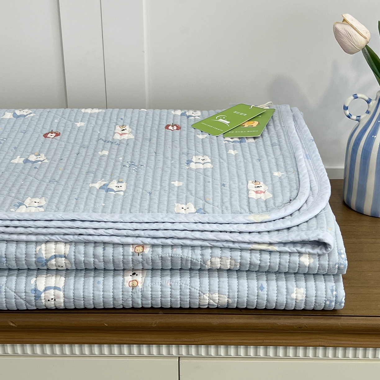 91家纺网 家纺一手货源 找家纺 沐纯家居 2025新款跑量款双面纯棉印花水洗床盖 吉吉猫