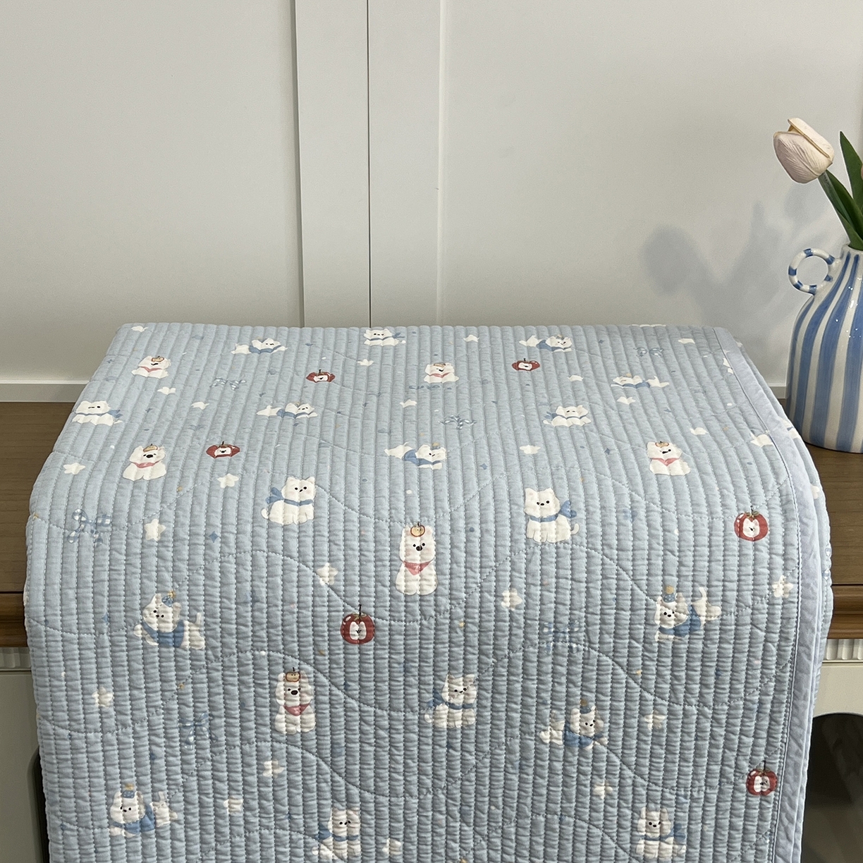 91家纺网 家纺一手货源 找家纺 沐纯家居 2025新款跑量款双面纯棉印花水洗床盖 吉吉猫