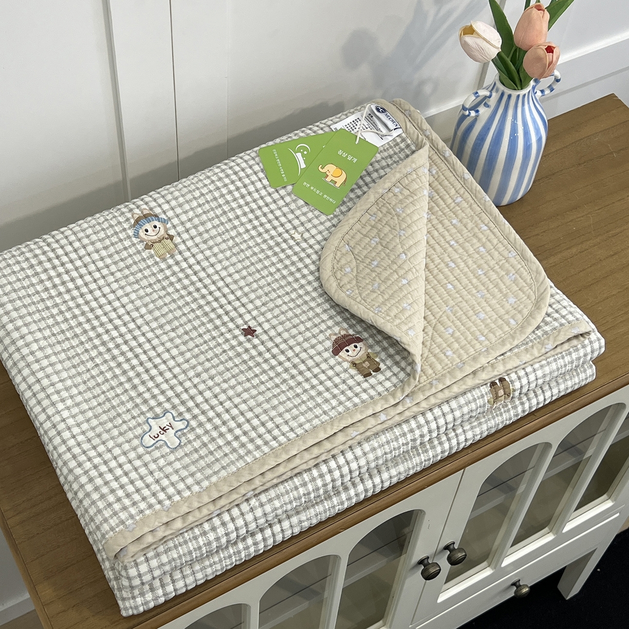 91家纺网 家纺一手货源 找家纺 沐纯家居 2025新款跑量款双面纯棉印花水洗床盖 小萌人