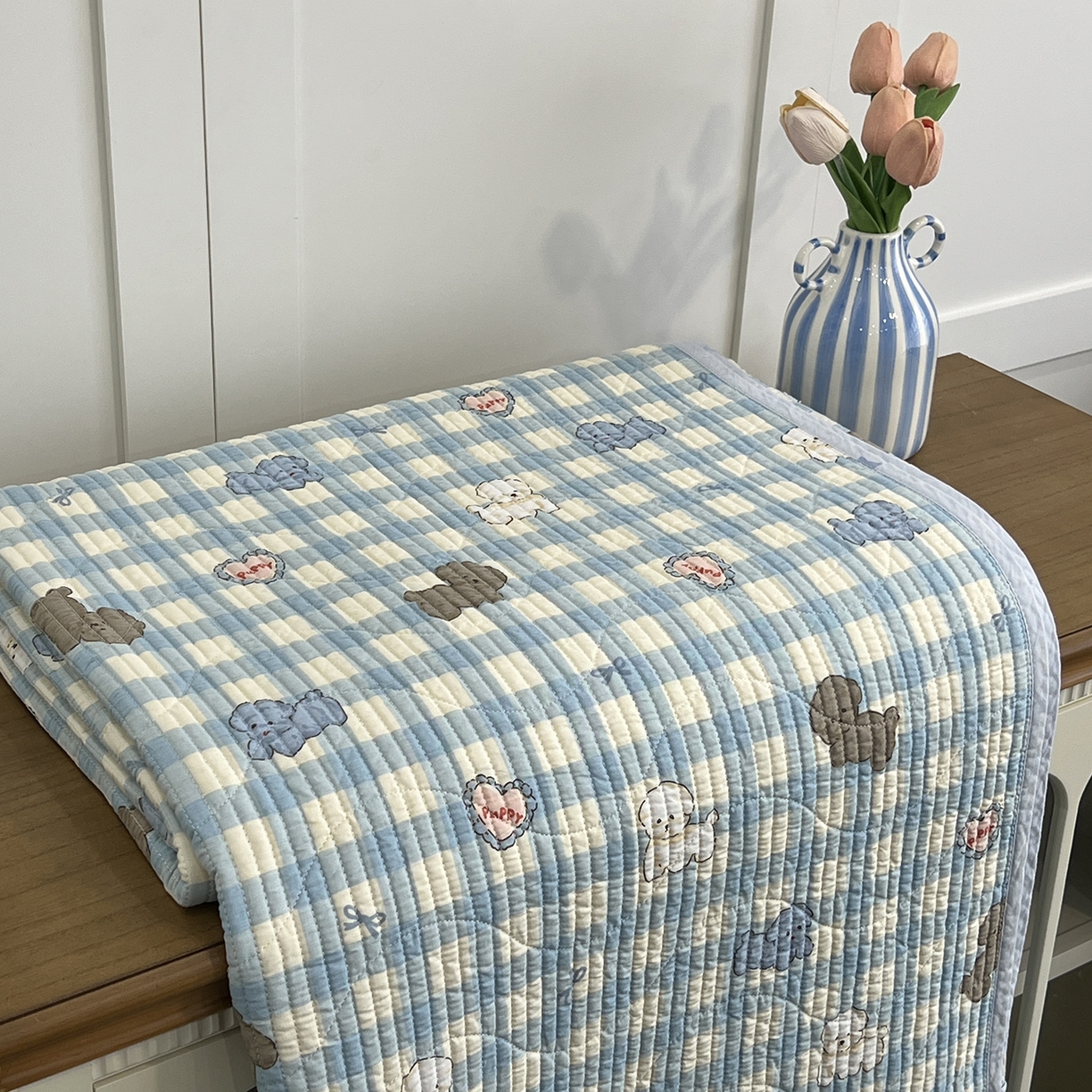 91家纺网 家纺一手货源 找家纺 沐纯家居 2025新款跑量款双面纯棉印花水洗床盖 星愿旺旺