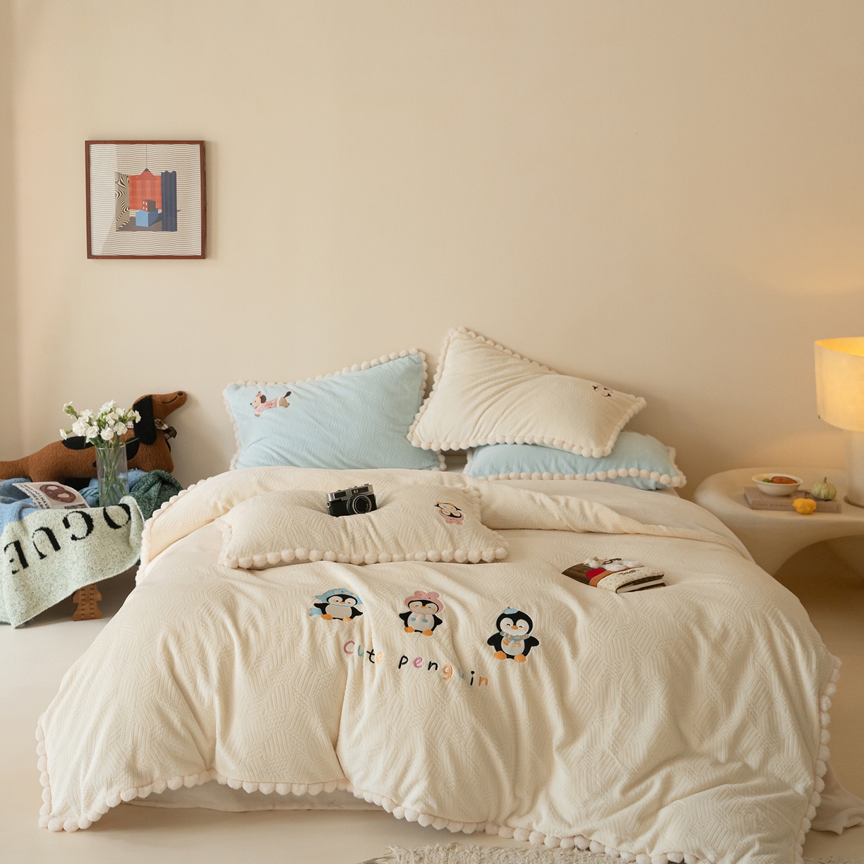 91家纺网 家纺一手货源 找家纺 （总）圆岛家纺 2025新款针织肌理纹雕花立体牛奶绒刺绣四件套