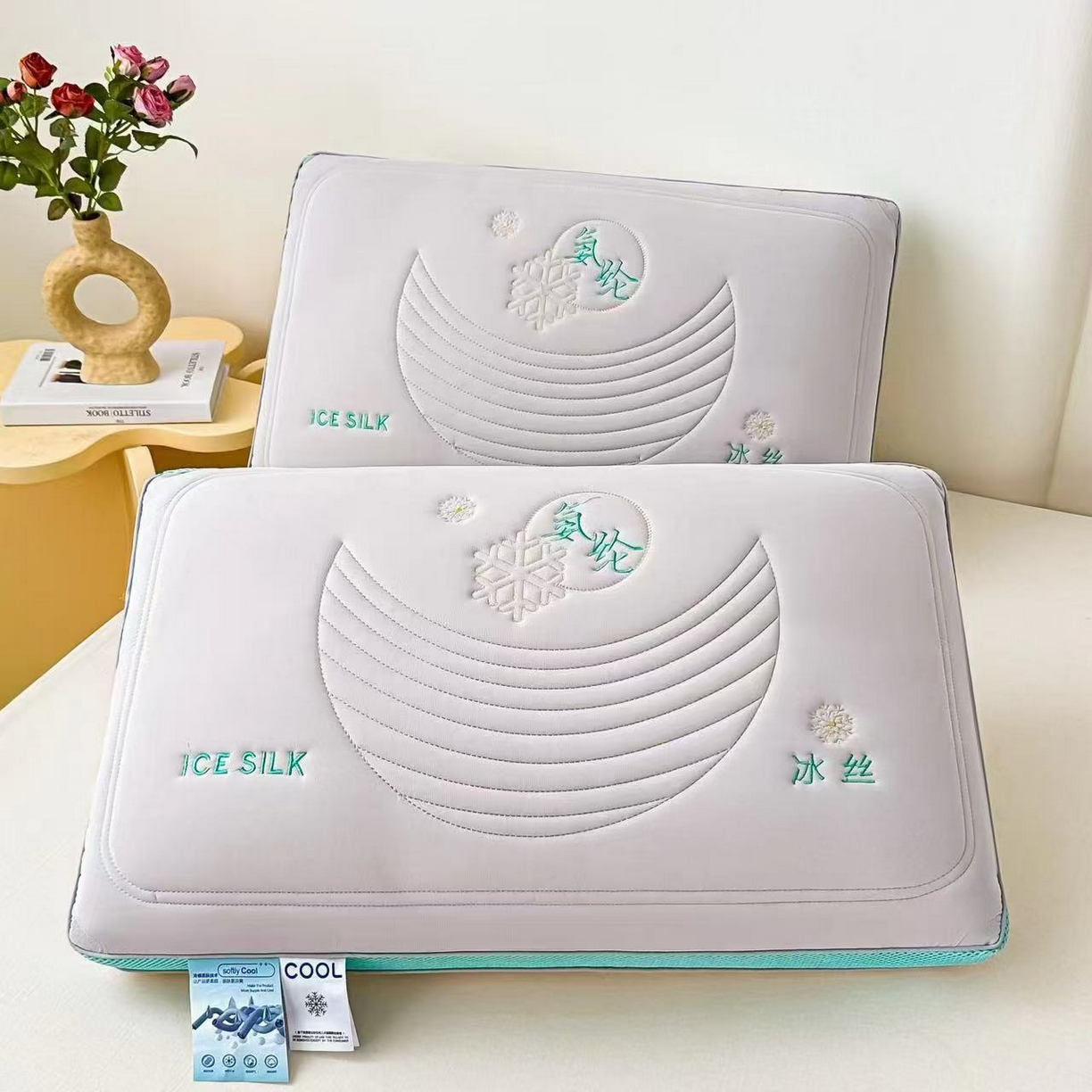 十仟家纺 2025新款氨纶冰丝枕芯枕头 灰色900g