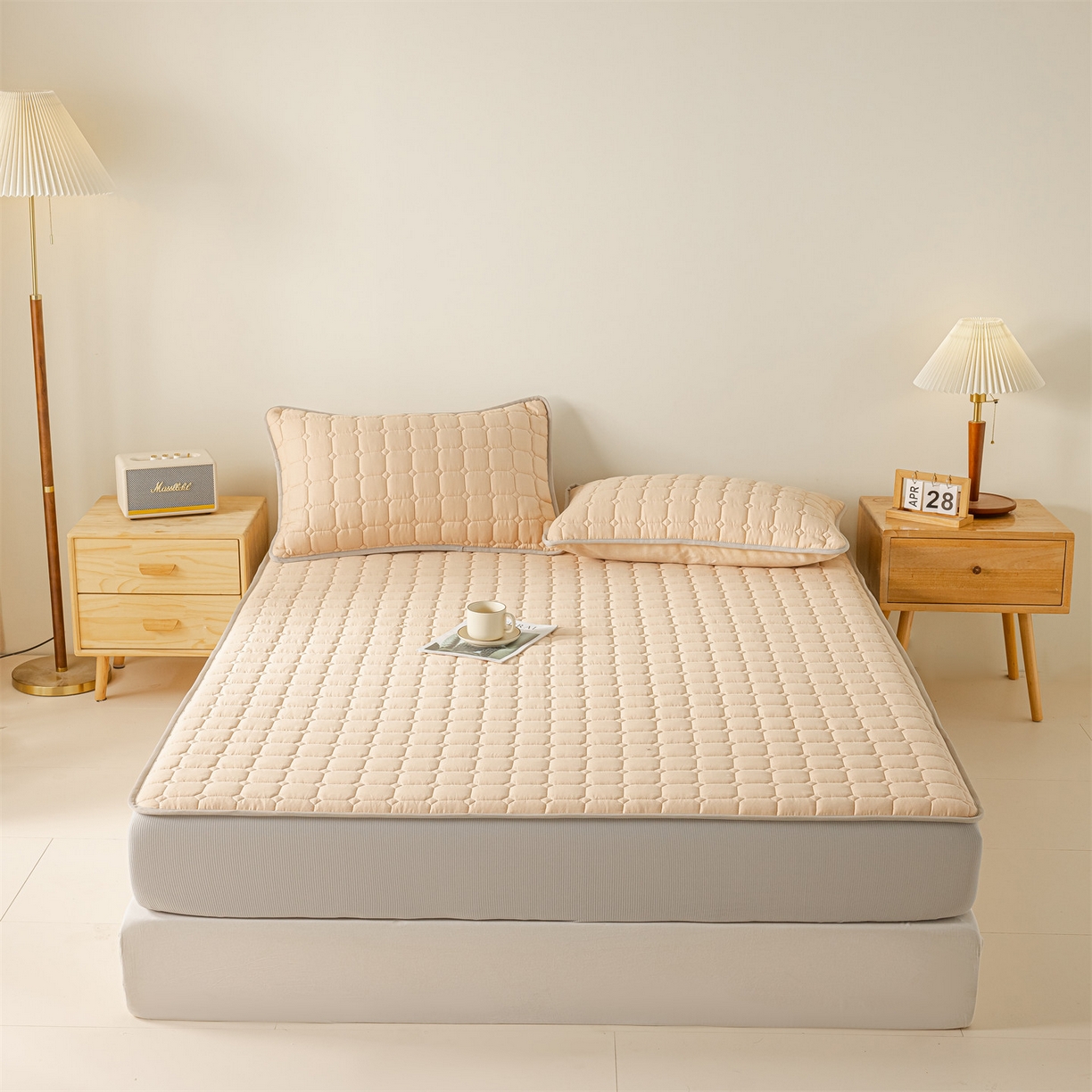 91家纺网 家纺一手货源 找家纺 （总）2025新款全棉牛奶绒双面款夹棉床笠