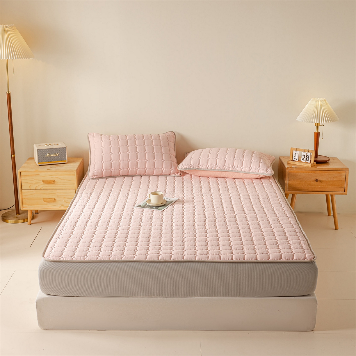 91家纺网 家纺一手货源 找家纺 （总）2025新款全棉牛奶绒双面款夹棉床笠