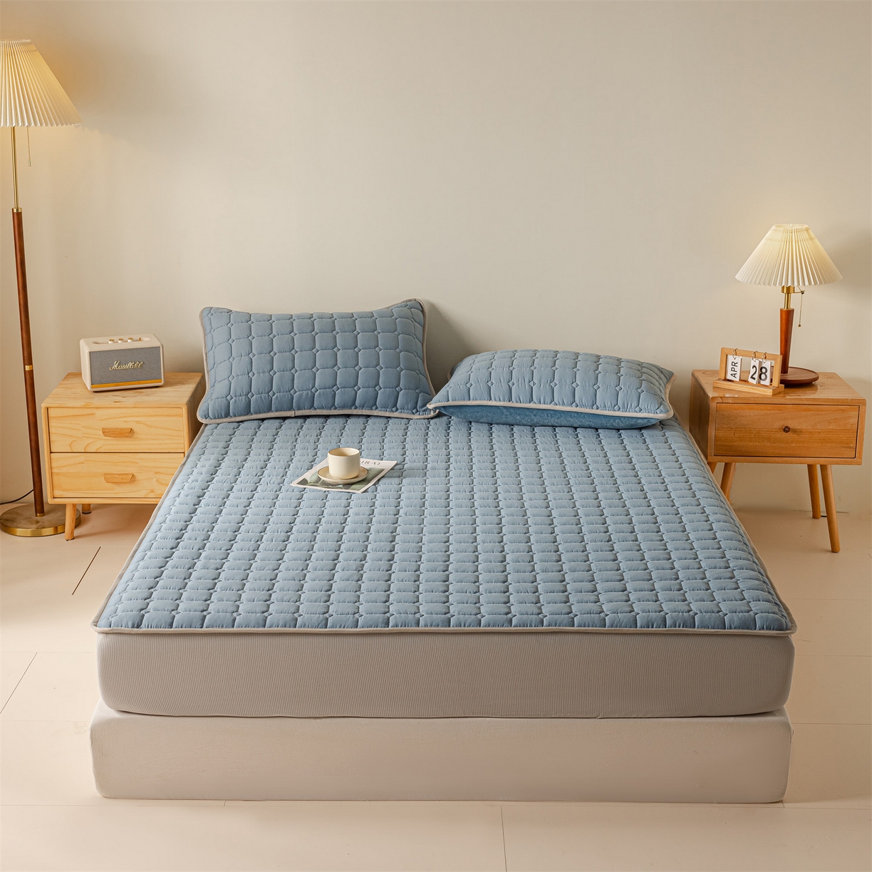 91家纺网 家纺一手货源 找家纺 （总）2025新款全棉牛奶绒双面款夹棉床笠