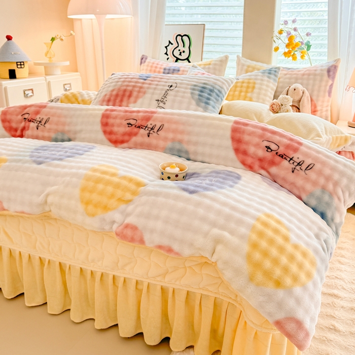 91家纺网 家纺一手货源 找家纺 （总）金盛皇朝家纺 2025新款高克重仿兔毛泡泡牛奶绒床单床盖单件三件四件套