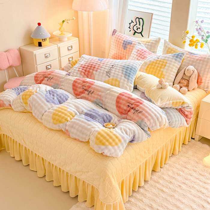 91家纺网 家纺一手货源 找家纺 （总）金盛皇朝家纺 2025新款高克重仿兔毛泡泡牛奶绒床单床盖单件三件四件套