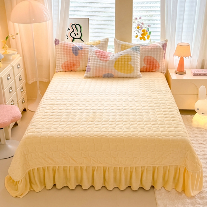 91家纺网 家纺一手货源 找家纺 （总）金盛皇朝家纺 2025新款高克重仿兔毛泡泡牛奶绒床单床盖单件三件四件套