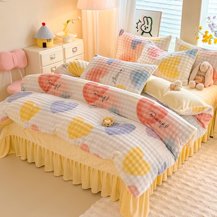 91家纺网 家纺一手货源 找家纺 （总）金盛皇朝家纺 2025新款高克重仿兔毛泡泡牛奶绒床单床盖单件三件四件套