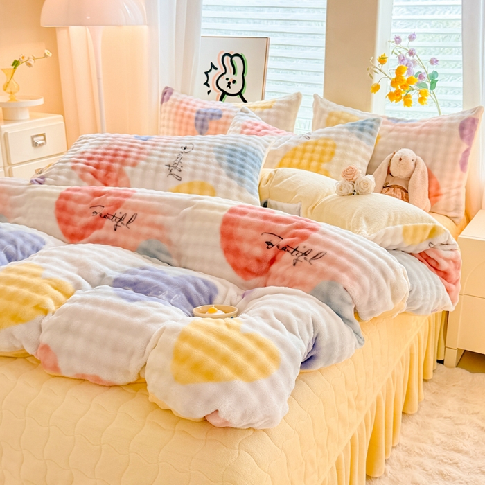 91家纺网 家纺一手货源 找家纺 （总）金盛皇朝家纺 2025新款高克重仿兔毛泡泡牛奶绒床单床盖单件三件四件套