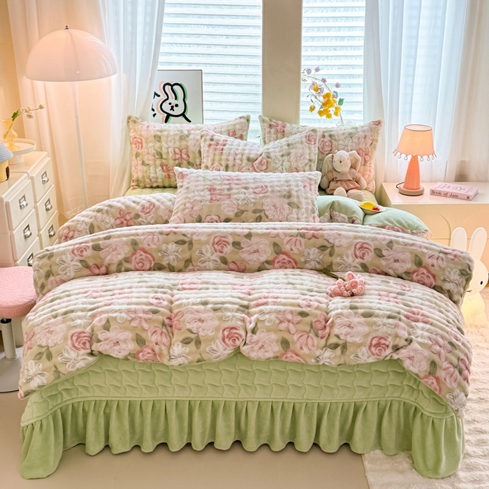 91家纺网 家纺一手货源 找家纺 （总）金盛皇朝家纺 2025新款高克重仿兔毛泡泡牛奶绒床单床盖单件三件四件套