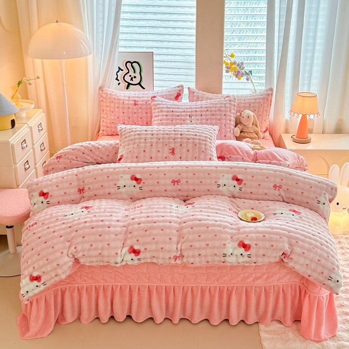 91家纺网 家纺一手货源 找家纺 （总）金盛皇朝家纺 2025新款高克重仿兔毛泡泡牛奶绒床单床盖单件三件四件套