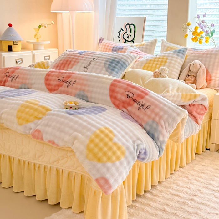 91家纺网 家纺一手货源 找家纺 （总）金盛皇朝家纺 2025新款高克重仿兔毛泡泡牛奶绒床单床盖单件三件四件套