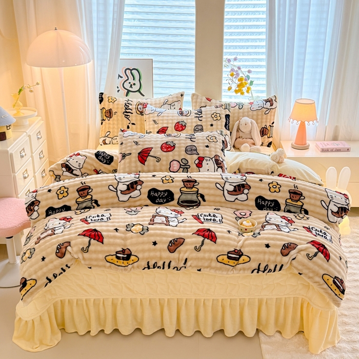 91家纺网 家纺一手货源 找家纺 （总）金盛皇朝家纺 2025新款高克重仿兔毛泡泡牛奶绒床单床盖单件三件四件套