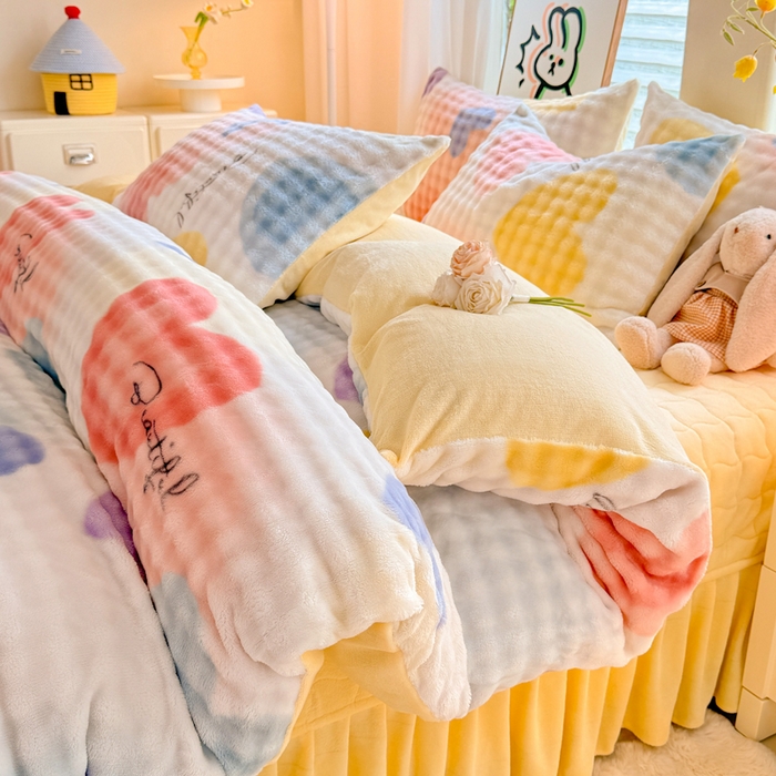 91家纺网 家纺一手货源 找家纺 （总）金盛皇朝家纺 2025新款高克重仿兔毛泡泡牛奶绒床单床盖单件三件四件套