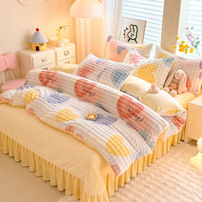 91家纺网 家纺一手货源 找家纺 （总）金盛皇朝家纺 2025新款高克重仿兔毛泡泡牛奶绒床单床盖单件三件四件套