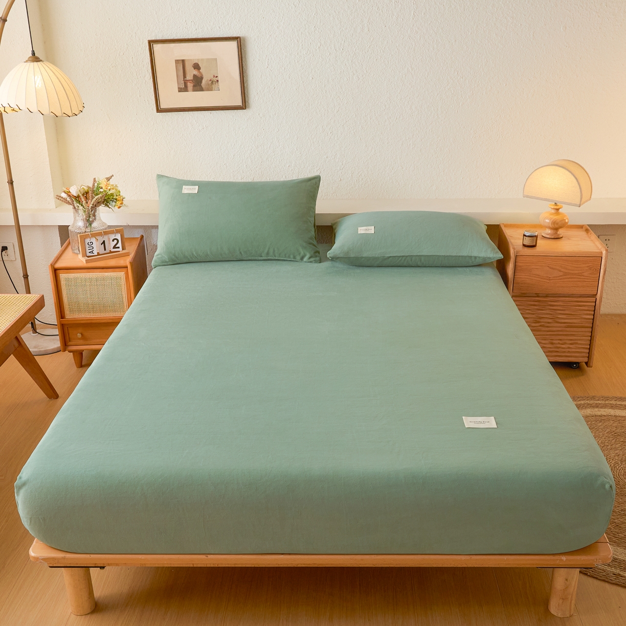 梵克保罗 2025新款牛奶绒单床笠系列 墨子绿