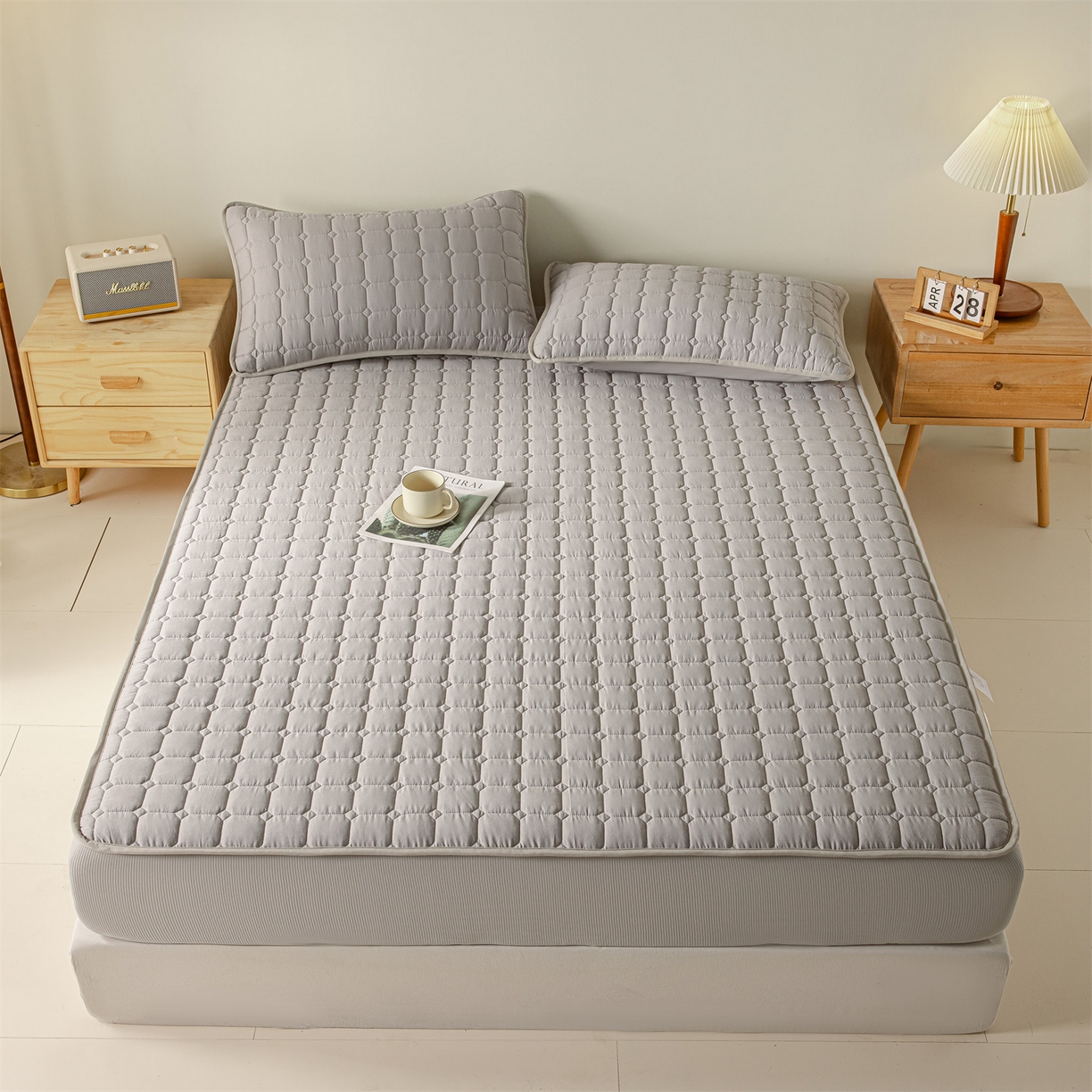 91家纺网 家纺一手货源 找家纺 （总）2025新款全棉牛奶绒双面款夹棉床笠