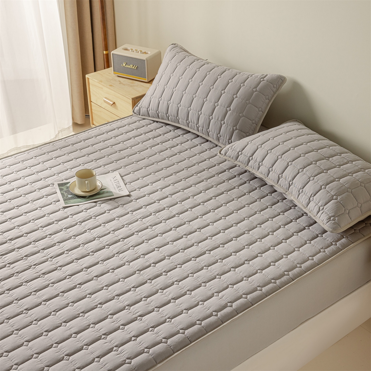 91家纺网 家纺一手货源 找家纺 （总）2025新款全棉牛奶绒双面款夹棉床笠