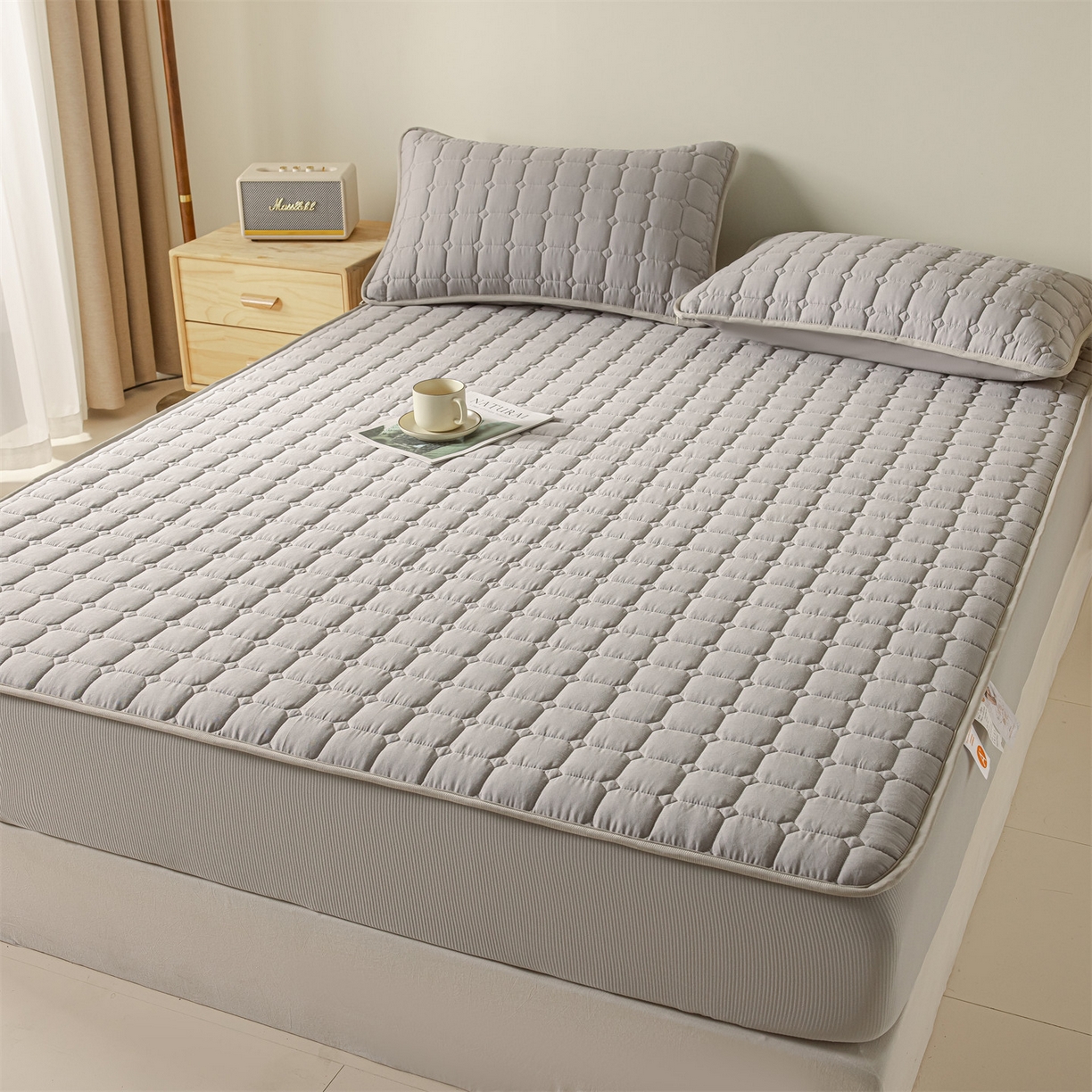 91家纺网 家纺一手货源 找家纺 （总）2025新款全棉牛奶绒双面款夹棉床笠