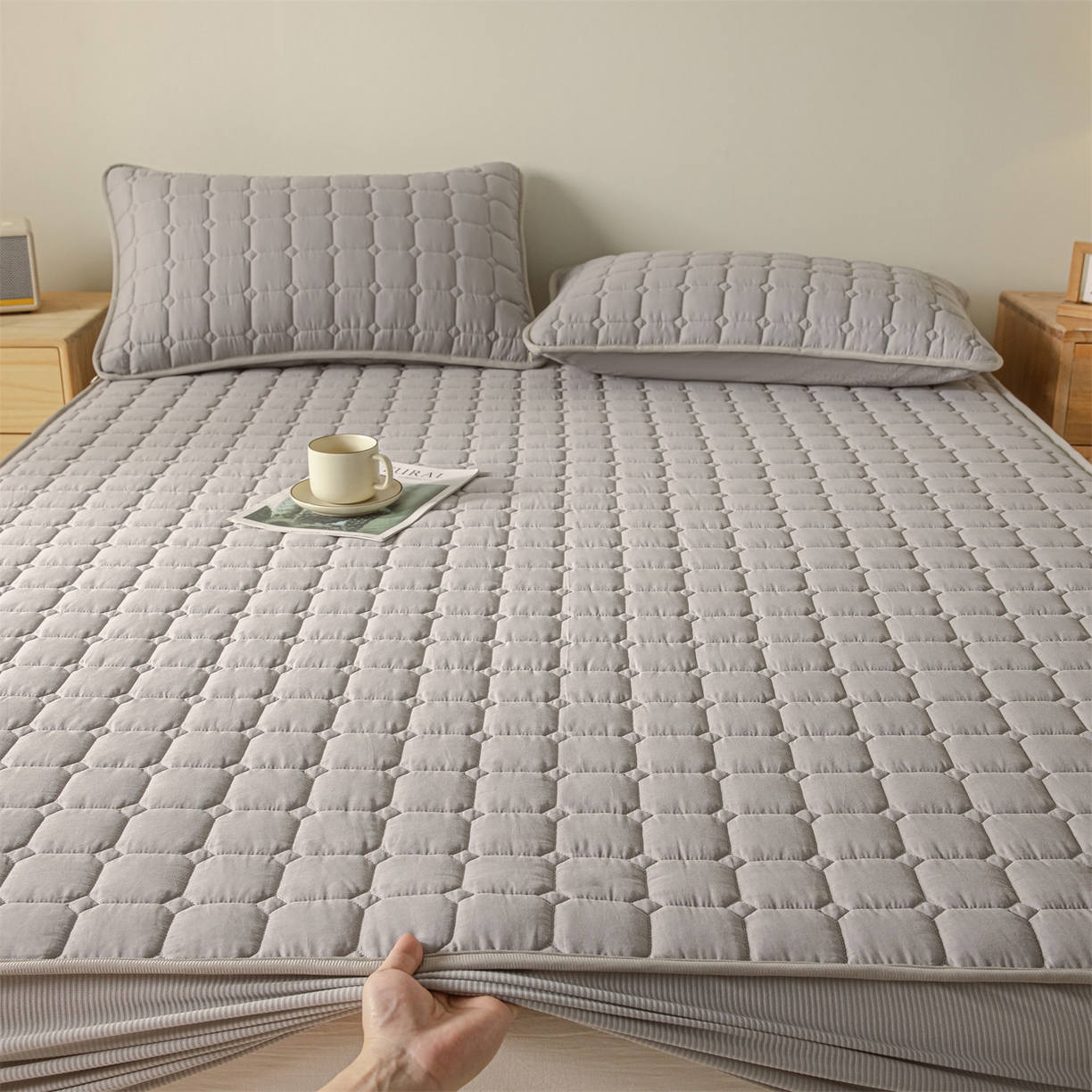 91家纺网 家纺一手货源 找家纺 （总）2025新款全棉牛奶绒双面款夹棉床笠