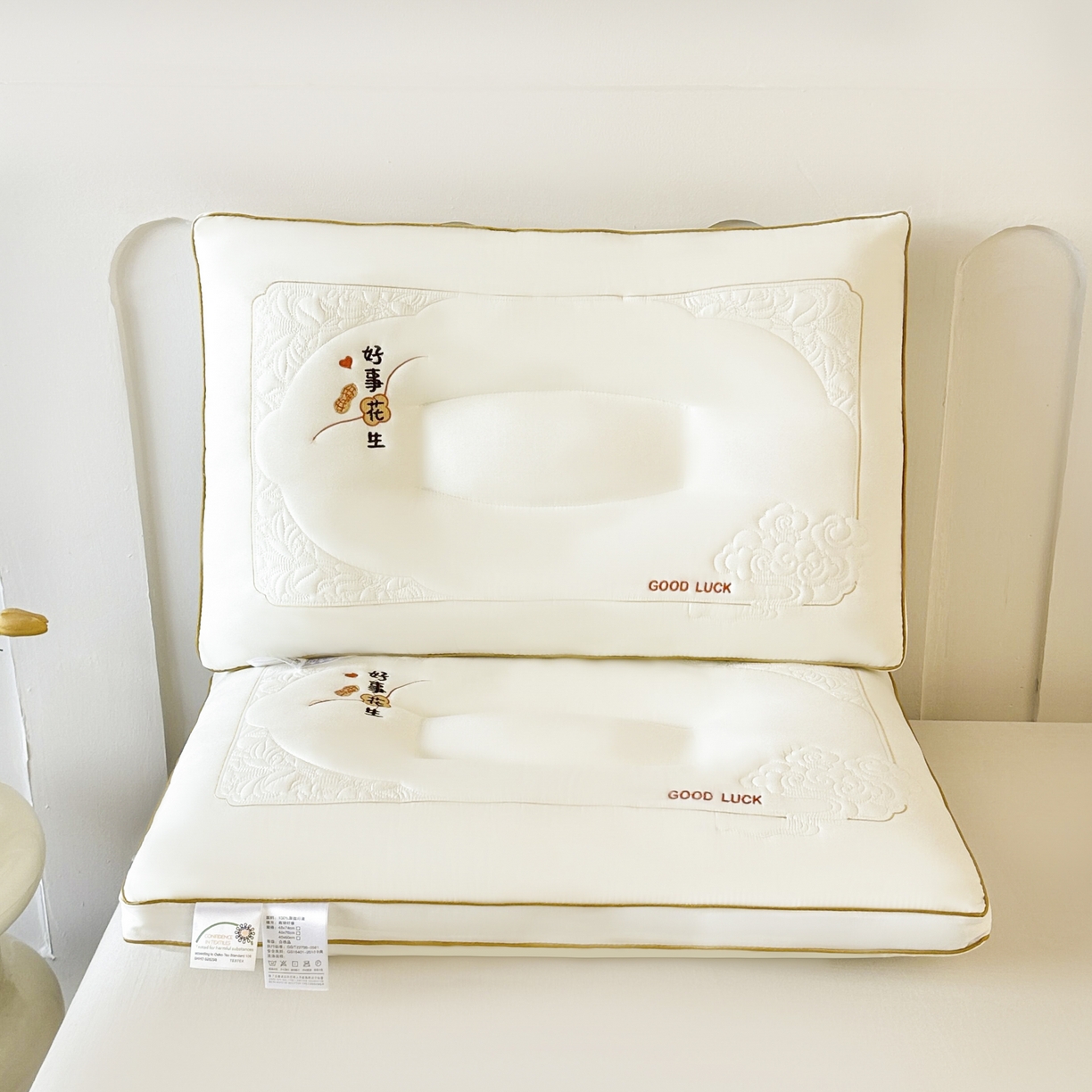 91家纺网 家纺一手货源 找家纺 十仟家纺 2025新款亲肤枕头枕芯系列-好事花生 好事花生-白