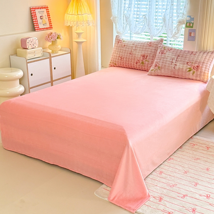 91家纺网 家纺一手货源 找家纺 金盛皇朝家纺 2025新款高克重仿兔毛泡泡牛奶绒床单床盖单件三件四件套 花辰月夕