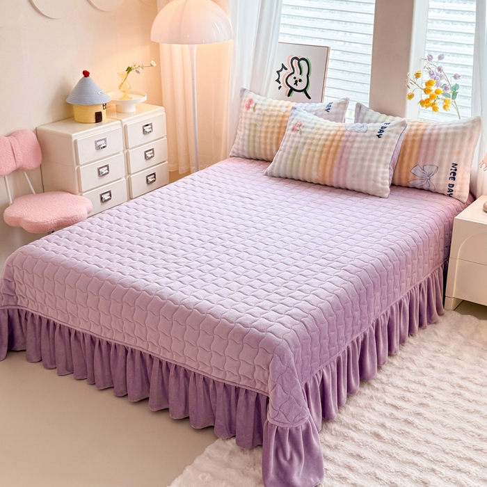 91家纺网 家纺一手货源 找家纺 金盛皇朝家纺 2025新款高克重仿兔毛泡泡牛奶绒床单床盖单件三件四件套 樱桃密语