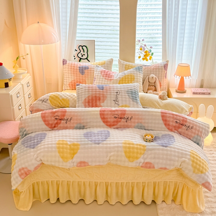 91家纺网 家纺一手货源 找家纺 （总）金盛皇朝家纺 2025新款高克重仿兔毛泡泡牛奶绒床单床盖单件三件四件套