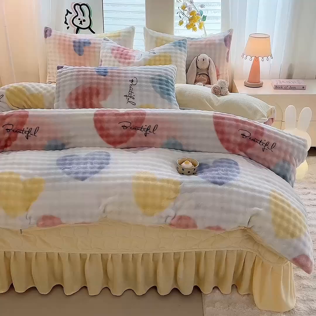 91家纺网 家纺一手货源 找家纺 （总）金盛皇朝家纺 2025新款高克重仿兔毛泡泡牛奶绒床单床盖单件三件四件套