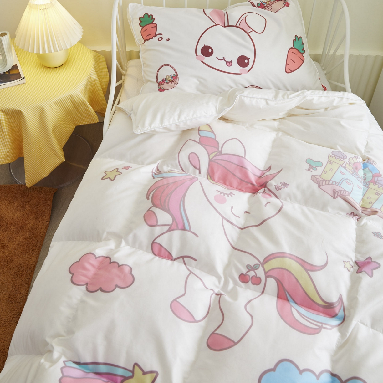 91家纺网 家纺一手货源 找家纺 暖羽屋羽绒馆 2025新款卡通国标95白鹅绒被芯羽绒被子1.5米 儿童羽绒被婴幼儿 学生鹅绒被 独角兽