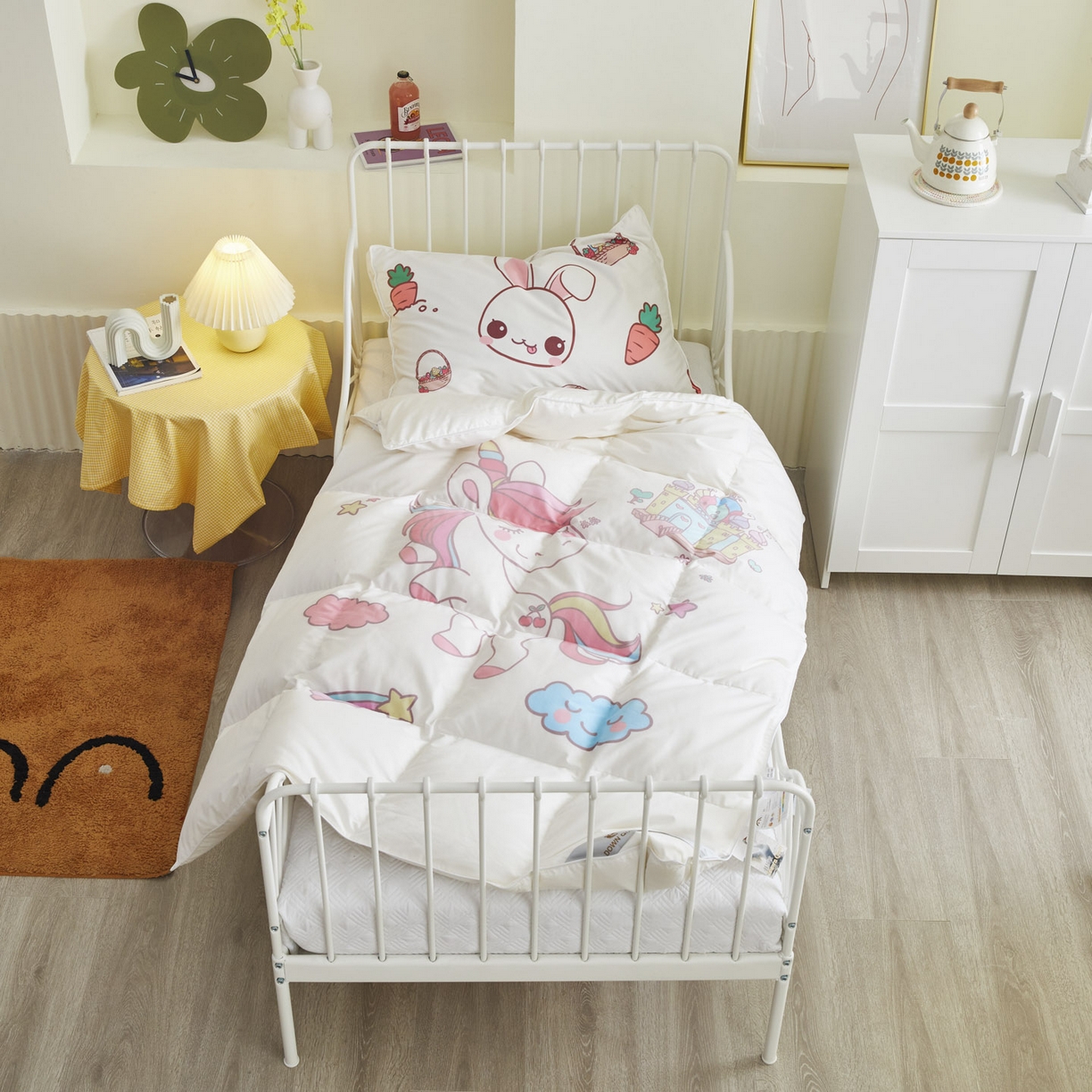 91家纺网 家纺一手货源 找家纺 暖羽屋羽绒馆 2025新款卡通国标95白鹅绒被芯羽绒被子1.5米 儿童羽绒被婴幼儿 学生鹅绒被 独角兽