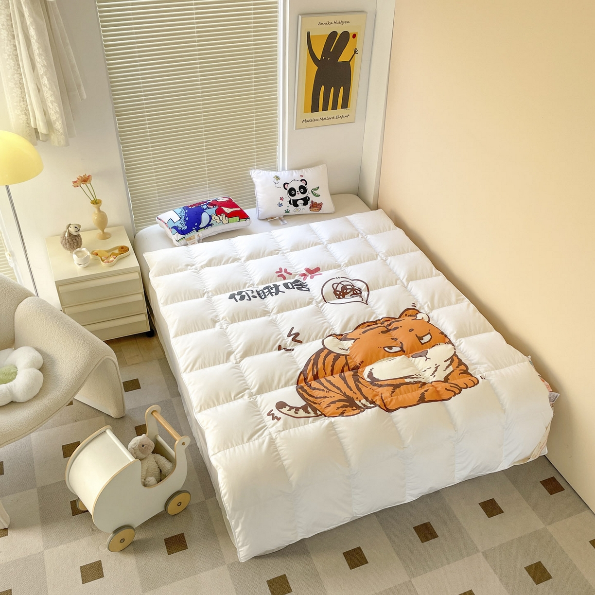 91家纺网 家纺一手货源 找家纺 暖羽屋羽绒馆 2025新款卡通国标95白鹅绒被芯羽绒被子1.5米 儿童羽绒被婴幼儿 学生鹅绒被 你瞅啥