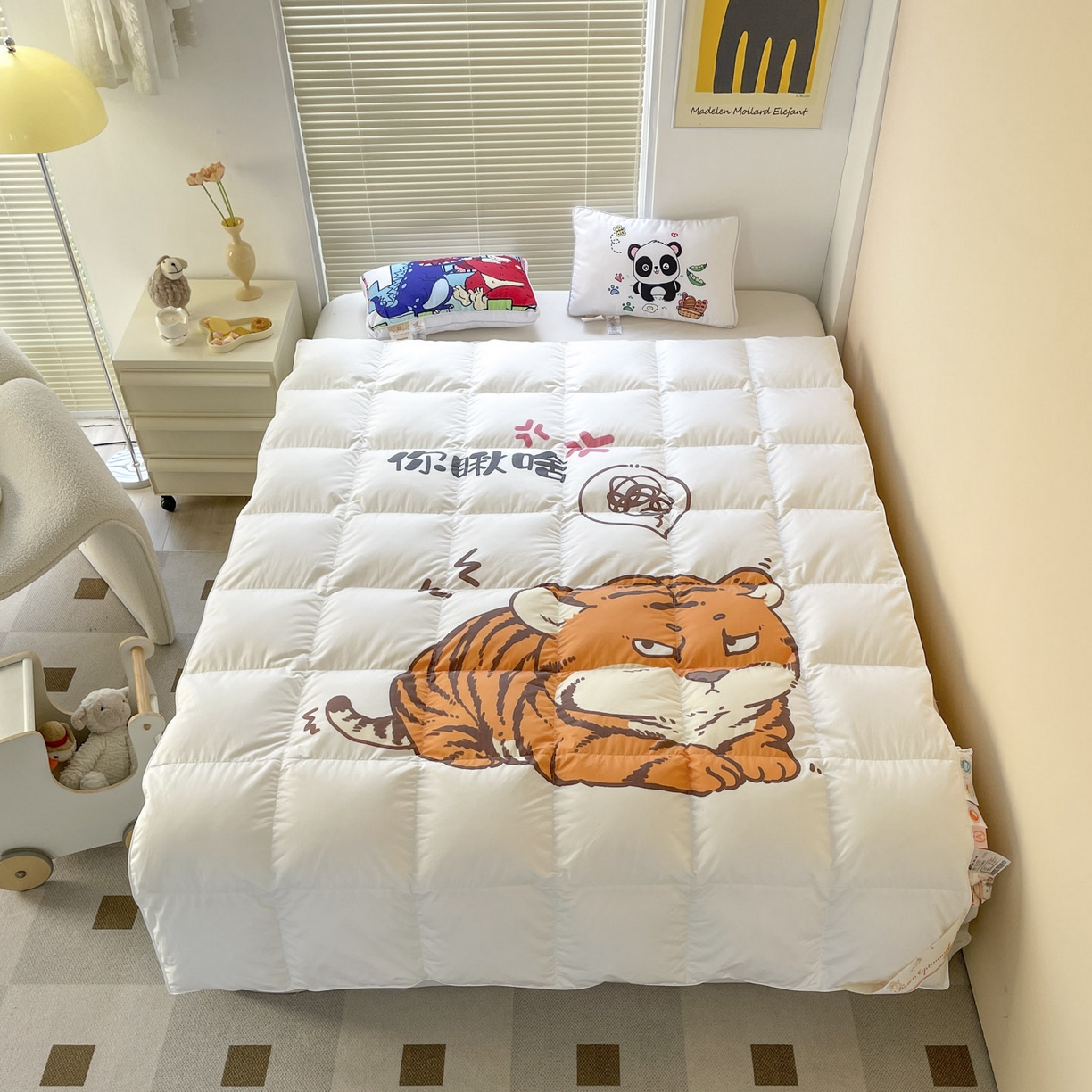 91家纺网 家纺一手货源 找家纺 暖羽屋羽绒馆 2025新款卡通国标95白鹅绒被芯羽绒被子1.5米 儿童羽绒被婴幼儿 学生鹅绒被 你瞅啥
