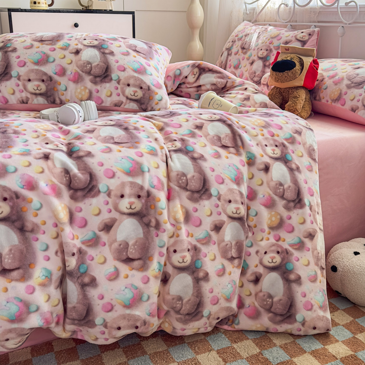 91家纺网 家纺一手货源 找家纺 潮邦创意家居 2025新款5D数码牛奶绒印花系列四件套 梦宝