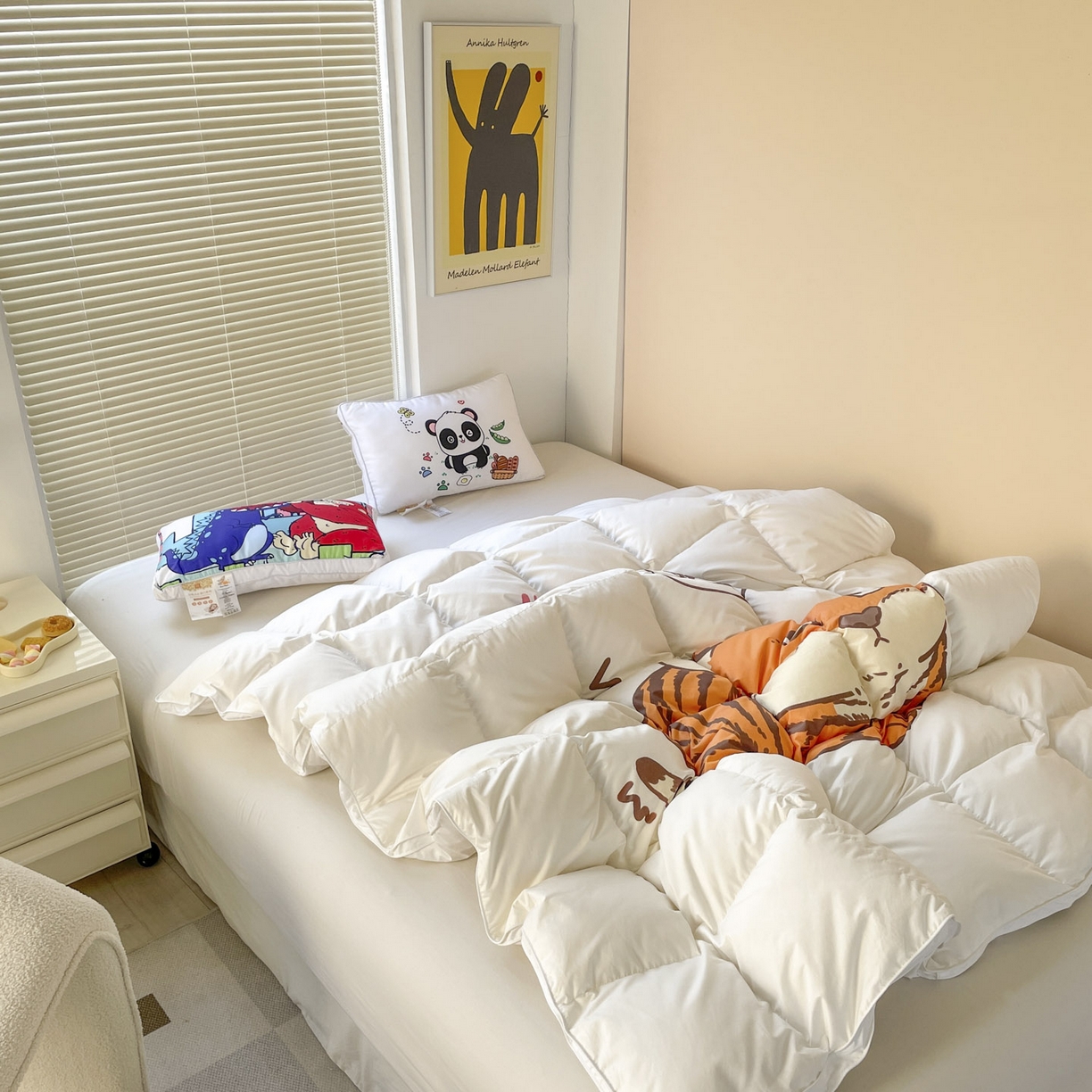 91家纺网 家纺一手货源 找家纺 暖羽屋羽绒馆 2025新款卡通国标95白鹅绒被芯羽绒被子1.5米 儿童羽绒被婴幼儿 学生鹅绒被 你瞅啥