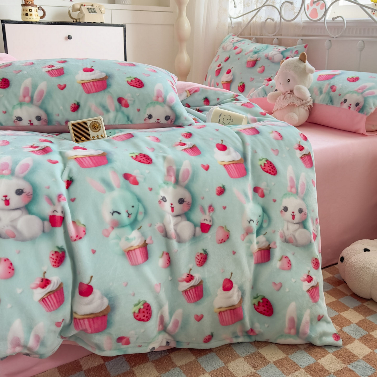 91家纺网 家纺一手货源 找家纺 潮邦创意家居 2025新款5D数码牛奶绒印花系列四件套 甜梦