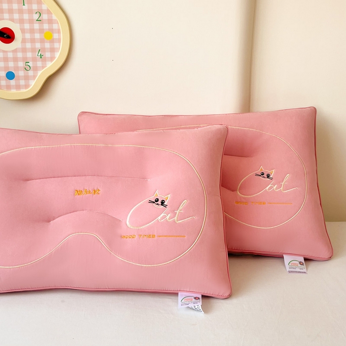 91家纺网 家纺一手货源 找家纺 十仟家纺 2025新款猫肚系列枕头枕芯 豆沙色