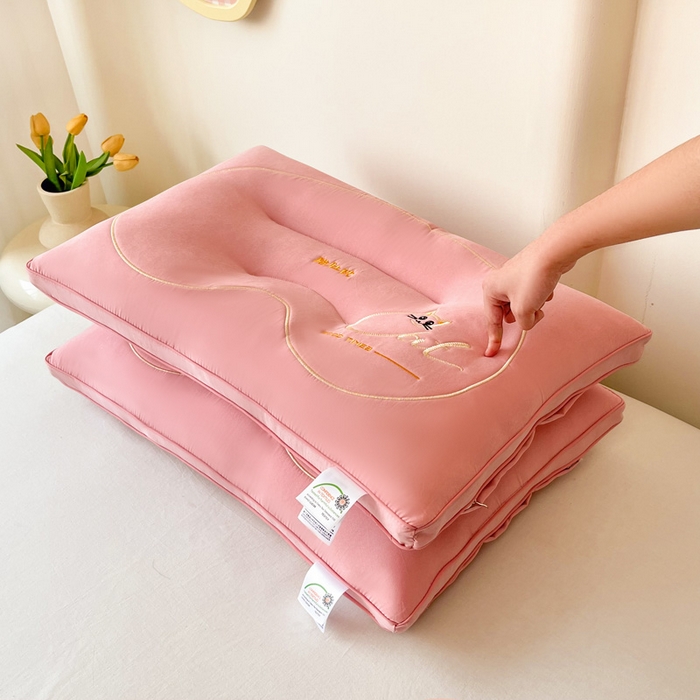 91家纺网 家纺一手货源 找家纺 十仟家纺 2025新款猫肚系列枕头枕芯 豆沙色