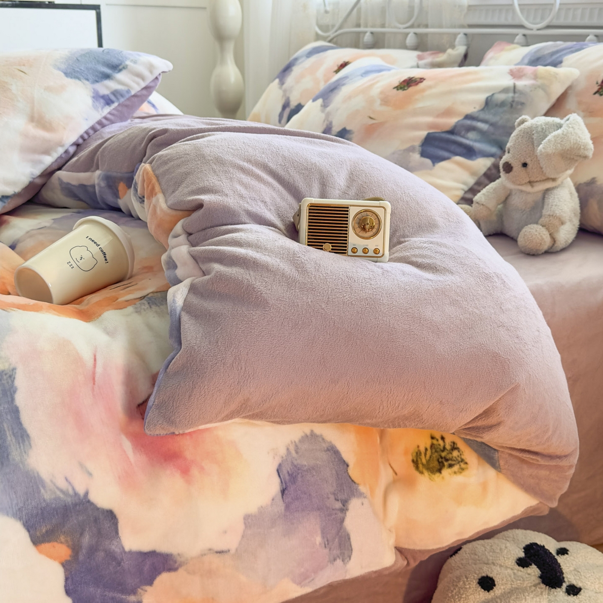 91家纺网 家纺一手货源 找家纺 潮邦创意家居 2025新款5D数码牛奶绒印花系列四件套 花蔓