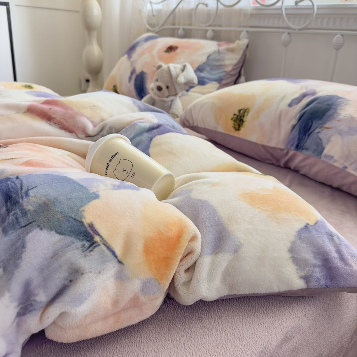 91家纺网 家纺一手货源 找家纺 潮邦创意家居 2025新款5D数码牛奶绒印花系列四件套 花蔓