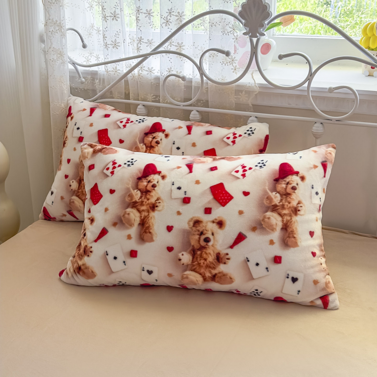 91家纺网 家纺一手货源 找家纺 潮邦创意家居 2025新款5D数码牛奶绒印花系列四件套 卡牌熊