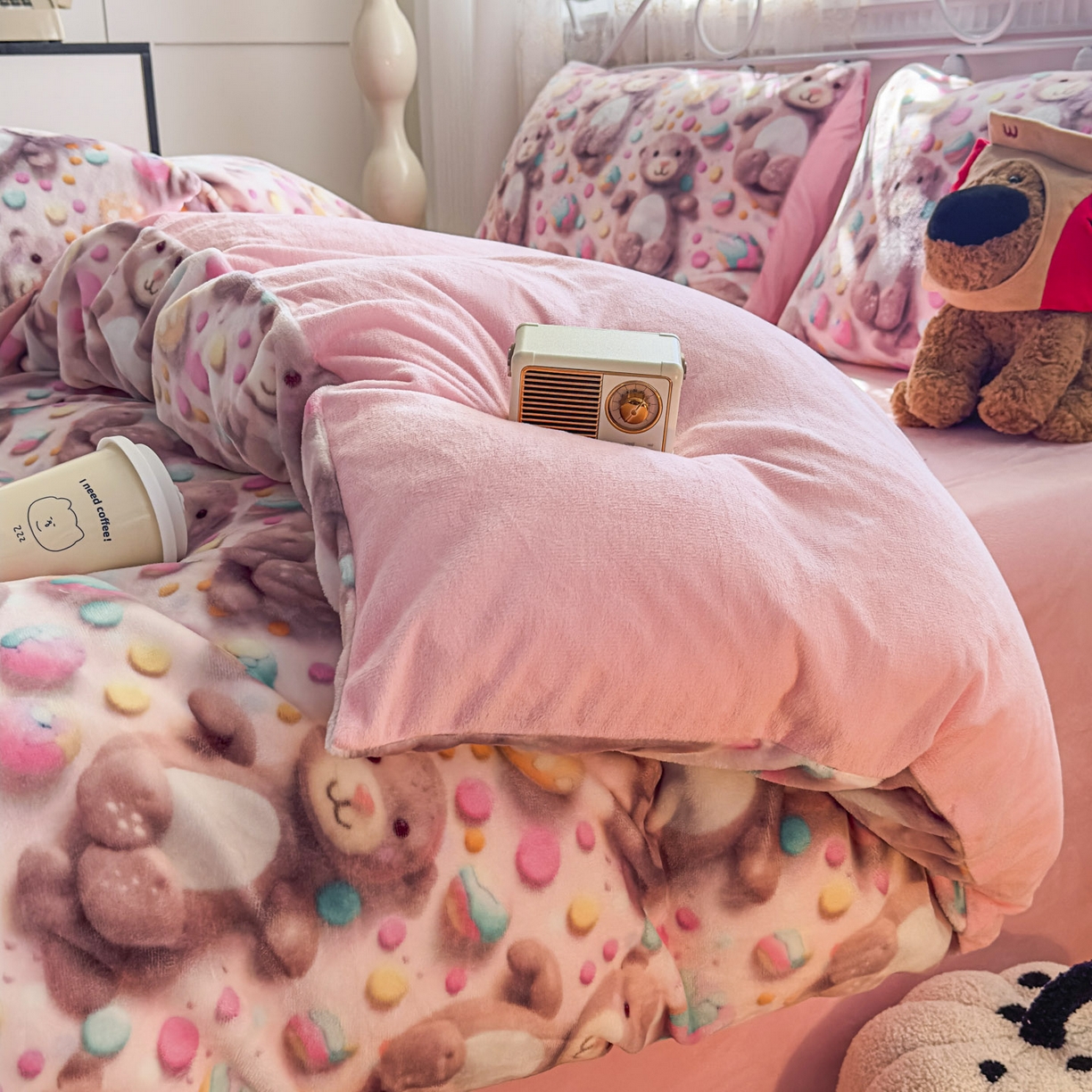 91家纺网 家纺一手货源 找家纺 潮邦创意家居 2025新款5D数码牛奶绒印花系列四件套 梦宝