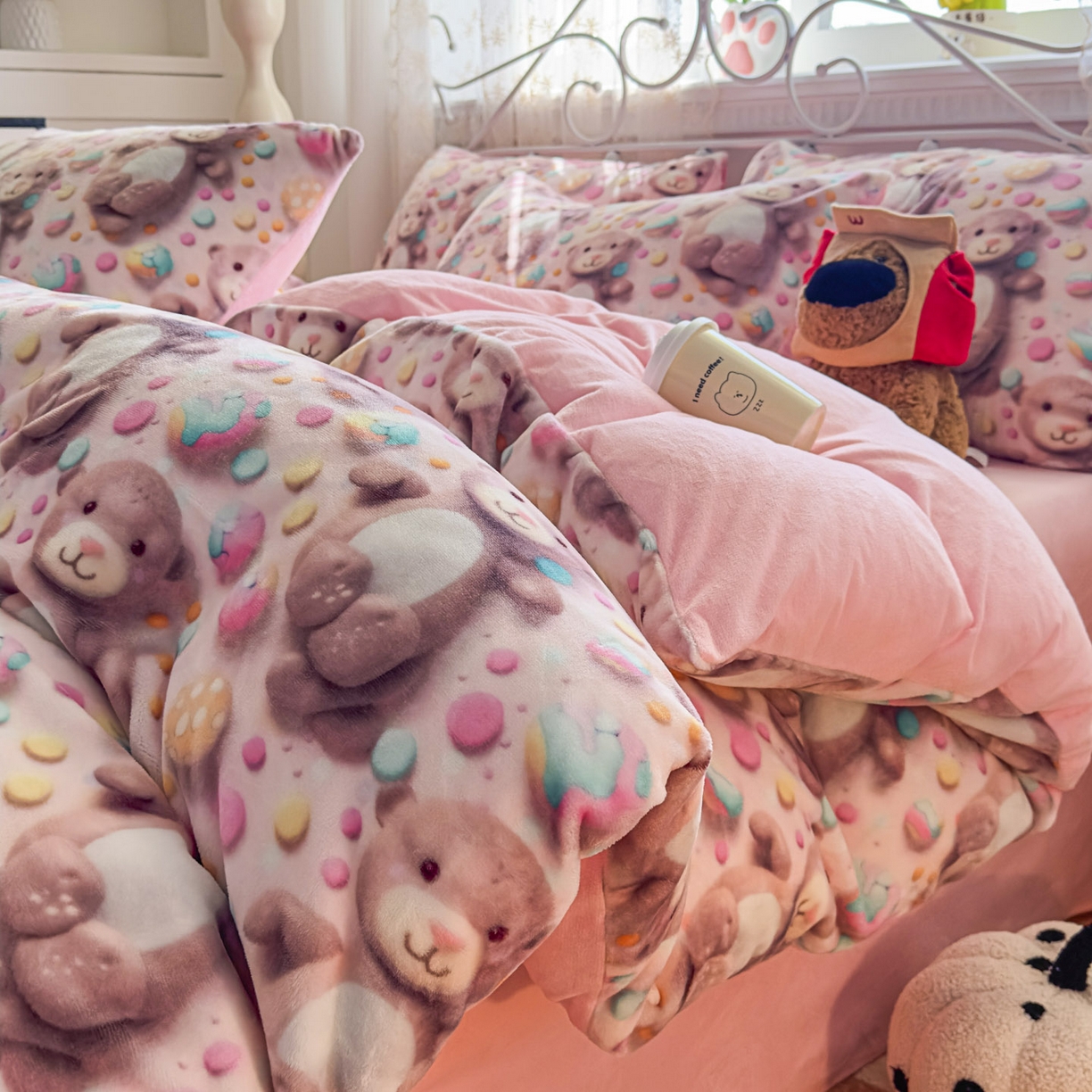 91家纺网 家纺一手货源 找家纺 潮邦创意家居 2025新款5D数码牛奶绒印花系列四件套 梦宝