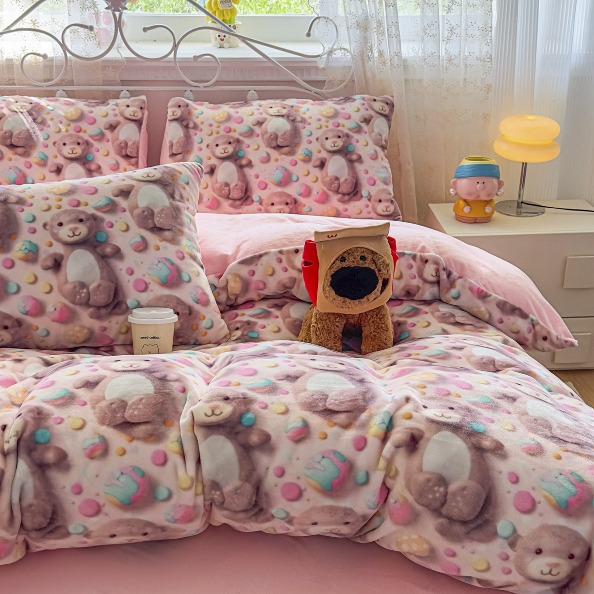 91家纺网 家纺一手货源 找家纺 潮邦创意家居 2025新款5D数码牛奶绒印花系列四件套 梦宝