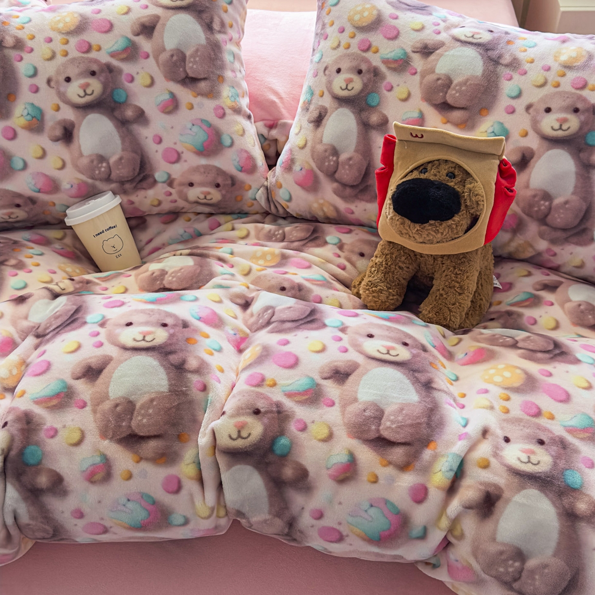 91家纺网 家纺一手货源 找家纺 潮邦创意家居 2025新款5D数码牛奶绒印花系列四件套 梦宝