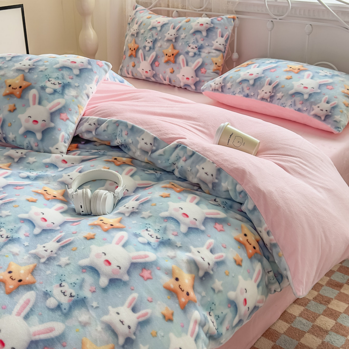 91家纺网 家纺一手货源 找家纺 潮邦创意家居 2025新款5D数码牛奶绒印花系列四件套 巧可