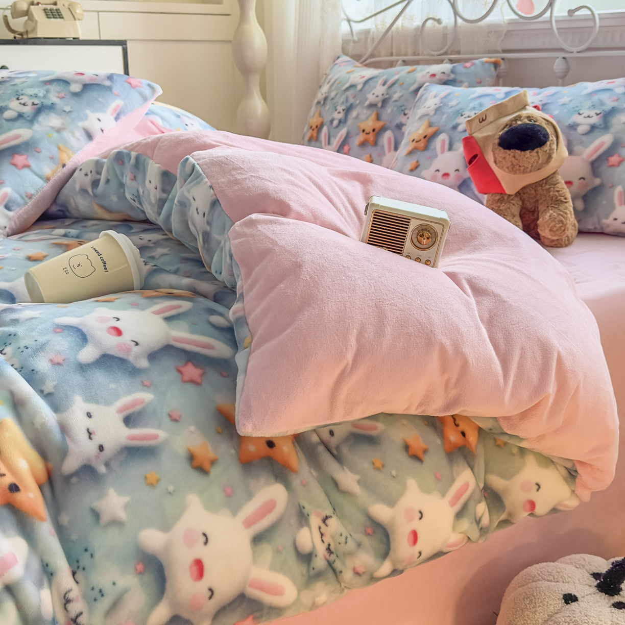 91家纺网 家纺一手货源 找家纺 潮邦创意家居 2025新款5D数码牛奶绒印花系列四件套 巧可