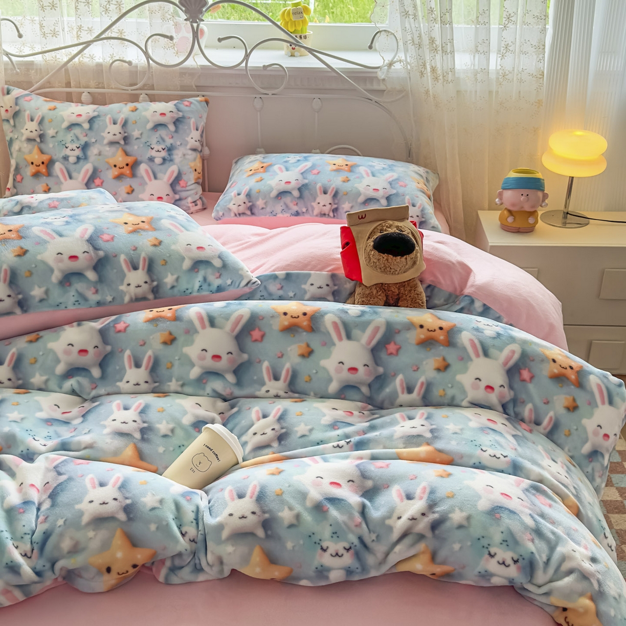 91家纺网 家纺一手货源 找家纺 潮邦创意家居 2025新款5D数码牛奶绒印花系列四件套 巧可